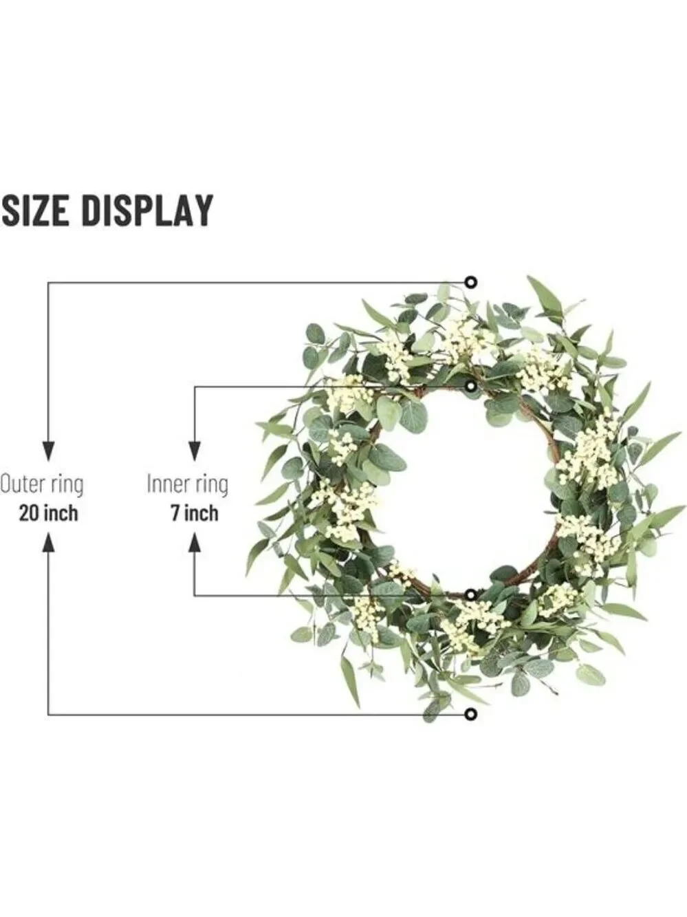 Eucalyptus Wreath 20 Inch Green Front Door Decor Spring Summer Fall All Season